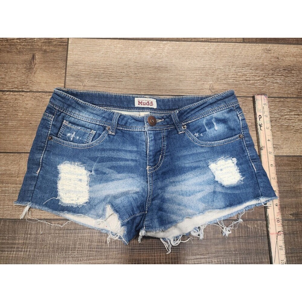 Mudd Y2K Jean Cutoff Shorts Womens JR 5 Low Rise Distressed Destroyed Stretch